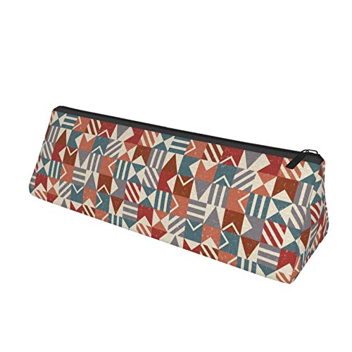 Grunge Geometric Small Capacity Triangle Pen Bag,Compact Zipper Pe...