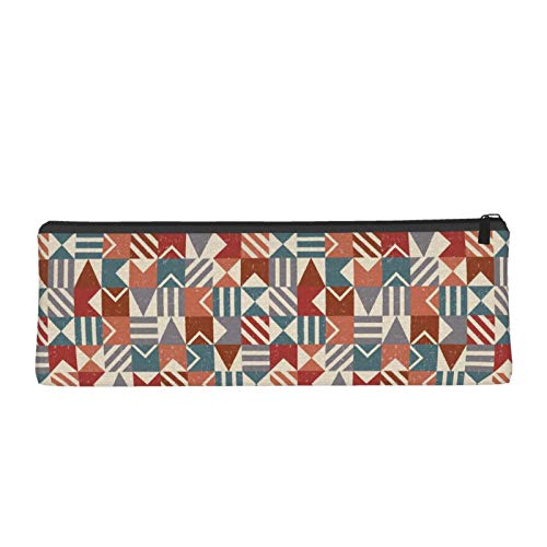 Grunge Geometric Small Capacity Triangle Pen Bag,Compact Zipper Pe...