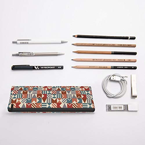 Grunge Geometric Small Capacity Triangle Pen Bag,Compact Zipper Pe...