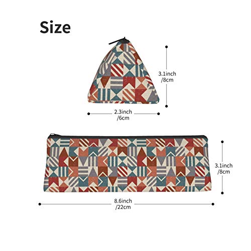 Grunge Geometric Small Capacity Triangle Pen Bag,Compact Zipper Pe...
