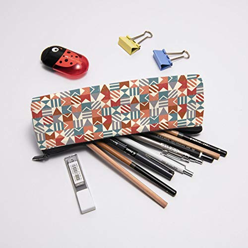 Grunge Geometric Small Capacity Triangle Pen Bag,Compact Zipper Pe...