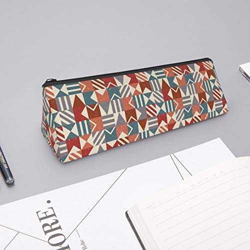 Grunge Geometric Small Capacity Triangle Pen Bag,Compact Zipper Pe...
