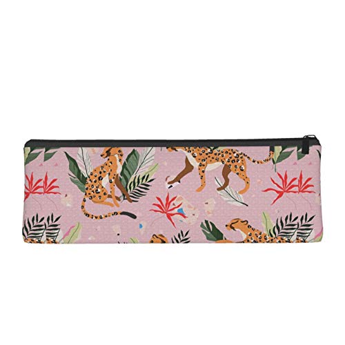 Leopard Tropical Botanical Small Capacity Triangle Pen Bag,Compact...