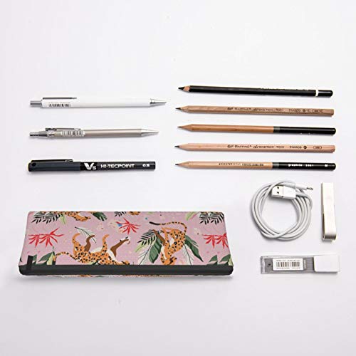 Leopard Tropical Botanical Small Capacity Triangle Pen Bag,Compact...