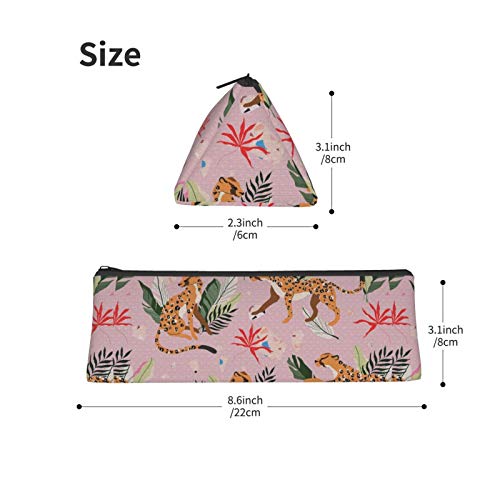 Leopard Tropical Botanical Small Capacity Triangle Pen Bag,Compact...