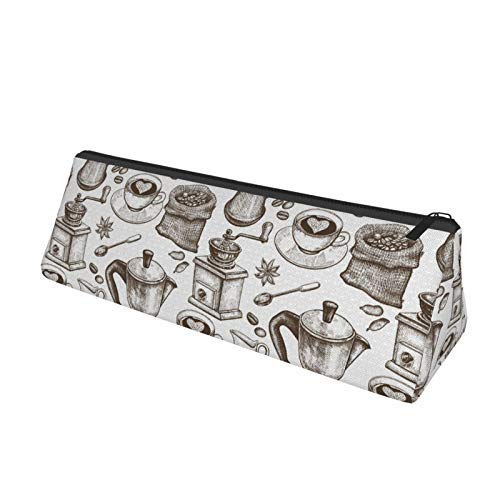 Sketched Breakfast Small Capacity Triangle Pen Bag,Compact Zipper ...