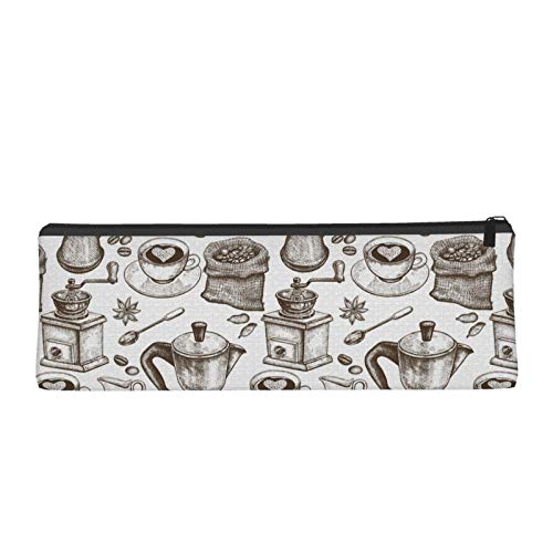 Sketched Breakfast Small Capacity Triangle Pen Bag,Compact Zipper ...