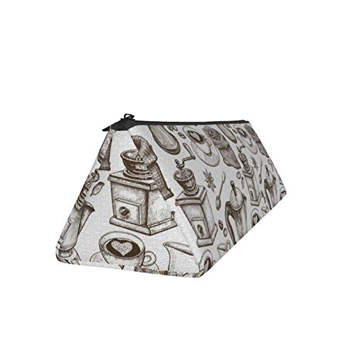 Sketched Breakfast Small Capacity Triangle Pen Bag,Compact Zipper ...