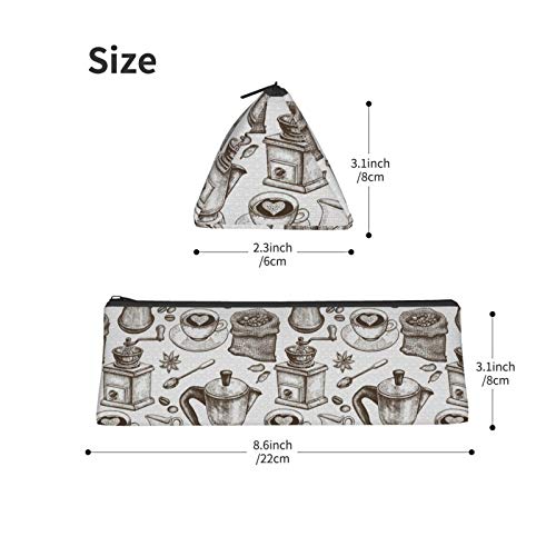 Sketched Breakfast Small Capacity Triangle Pen Bag,Compact Zipper ...