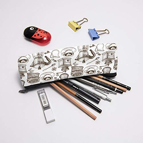 Sketched Breakfast Small Capacity Triangle Pen Bag,Compact Zipper ...