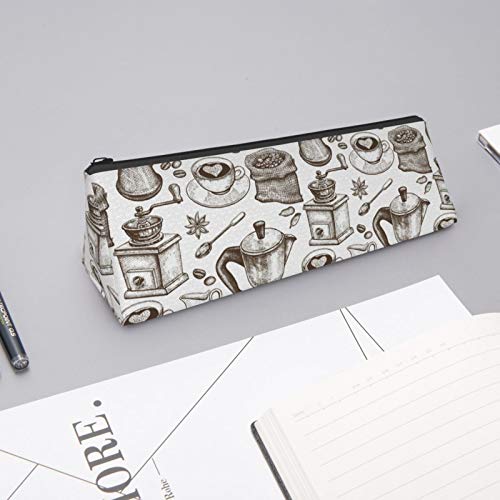Sketched Breakfast Small Capacity Triangle Pen Bag,Compact Zipper ...