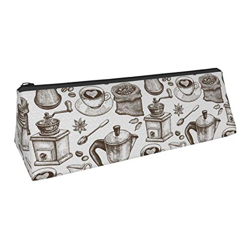Sketched Breakfast Small Capacity Triangle Pen Bag,Compact Zipper ...