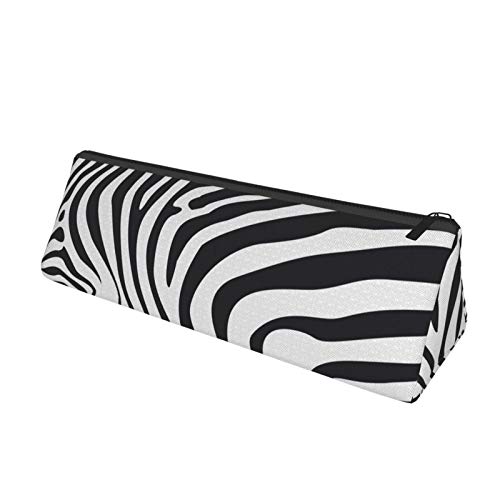 Zebra Skin Small Capacity Triangle Pen Bag,Compact Zipper Pencil P...