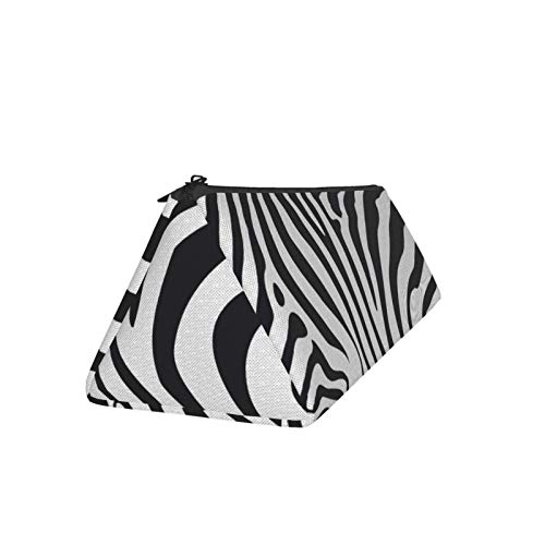 Zebra Skin Small Capacity Triangle Pen Bag,Compact Zipper Pencil P...