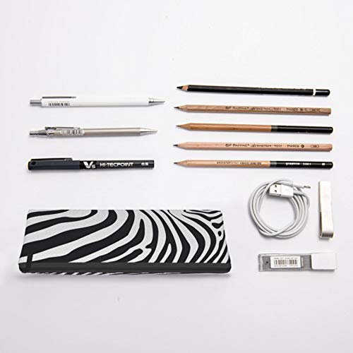 Zebra Skin Small Capacity Triangle Pen Bag,Compact Zipper Pencil P...