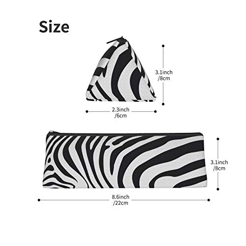 Zebra Skin Small Capacity Triangle Pen Bag,Compact Zipper Pencil P...