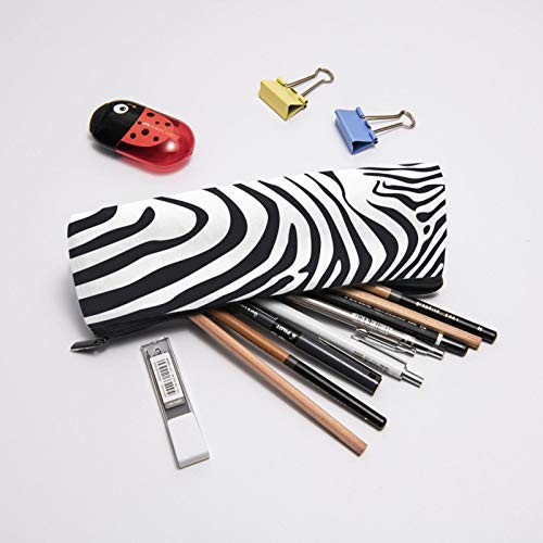 Zebra Skin Small Capacity Triangle Pen Bag,Compact Zipper Pencil P...