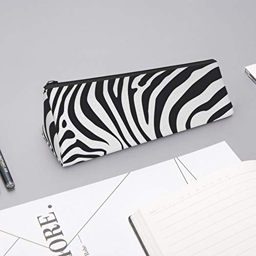 Zebra Skin Small Capacity Triangle Pen Bag,Compact Zipper Pencil P...