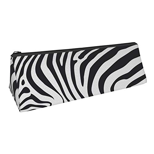Zebra Skin Small Capacity Triangle Pen Bag,Compact Zipper Pencil P...