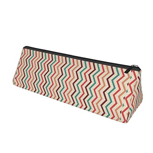 Zig Zag Small Capacity Triangle Pen Bag,Compact Zipper Pencil Pouc...