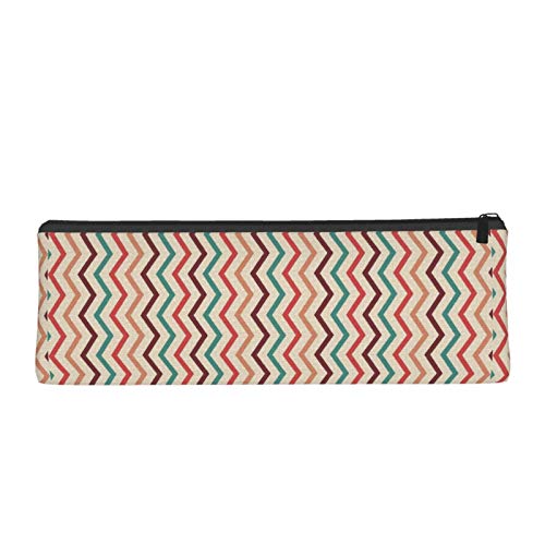 Zig Zag Small Capacity Triangle Pen Bag,Compact Zipper Pencil Pouc...