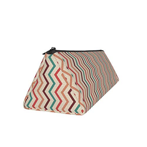 Zig Zag Small Capacity Triangle Pen Bag,Compact Zipper Pencil Pouc...