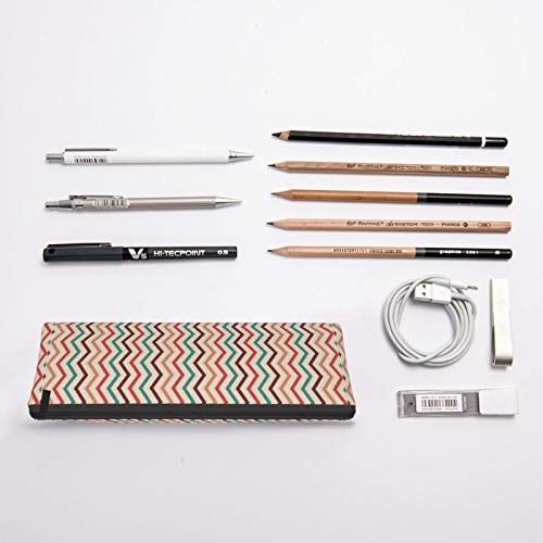 Zig Zag Small Capacity Triangle Pen Bag,Compact Zipper Pencil Pouc...