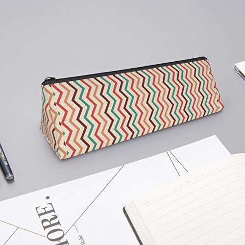 Zig Zag Small Capacity Triangle Pen Bag,Compact Zipper Pencil Pouc...