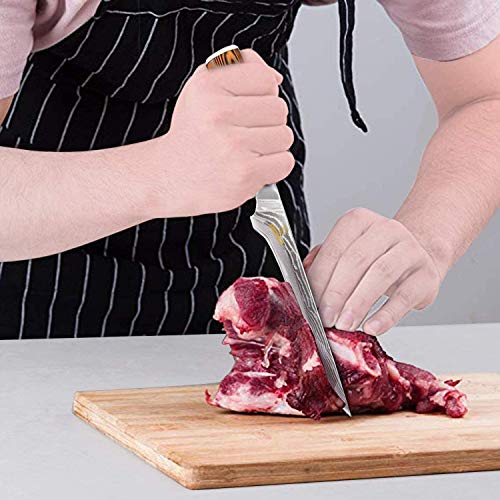 Jasni 6 Inch Boning Knife- Super Sharp VG-10 Damascus Steel Boning...
