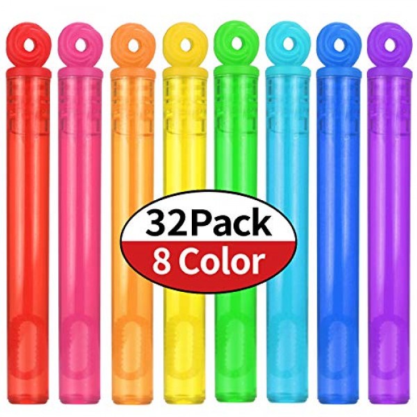 32-Piece 8 Colors Mini Bubble Wands Assortment Party Favors Toys f...