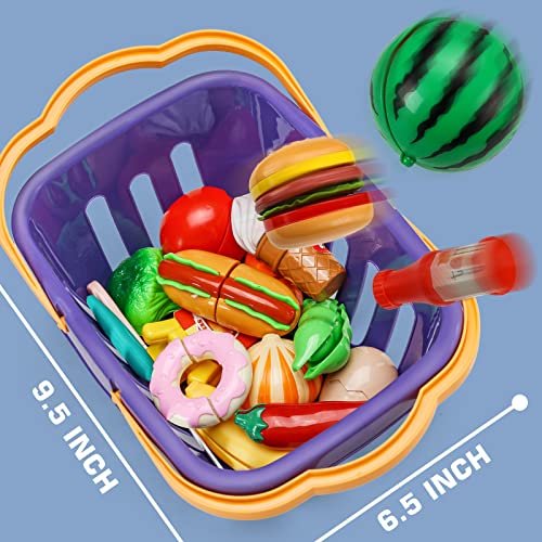 42 Items 87 Pcs Cutting Play Food Toy for Kids Kitchen Set,Pretend...