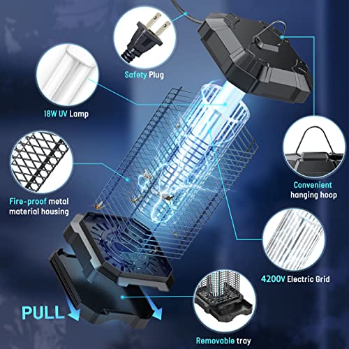 Jawlark Bug Zapper Outdoor, 4200V Electric Mosquito Zapper Indoor,...
