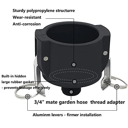 275 330 Gallon IBC Tote Tank Drain Adapter Fittings 2 Cam Lock x ...