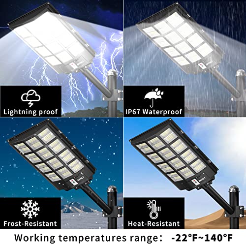 JAYNLT 1500W Solar Street Lights Outdoor, 200000LM 6500K Solar Par...