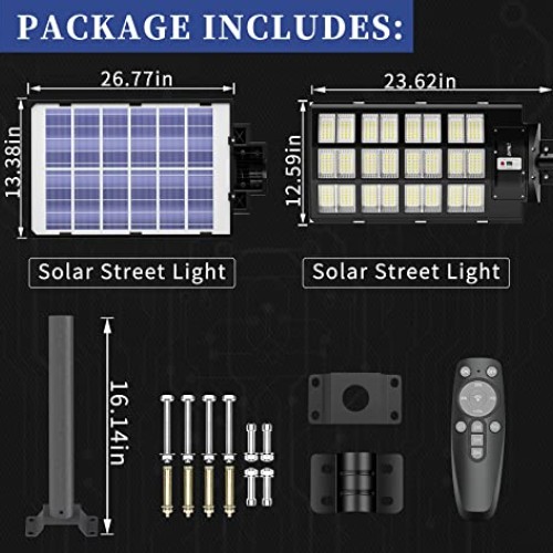 JAYNLT 1500W Solar Street Lights Outdoor, 200000LM 6500K Solar Par...