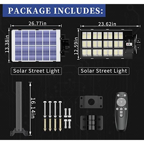 JAYNLT 1500W Solar Street Lights Outdoor, 200000LM 6500K Solar Par...