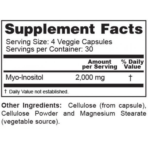 Myo-Inositol for PCOS | 120 Veggie Capsules | 2000 mg per Serving ...