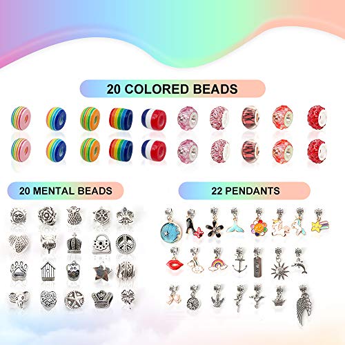 Charm Bracelets Kit,JBONEST 74 Pcs Bracelet Making Kit with Beads,...