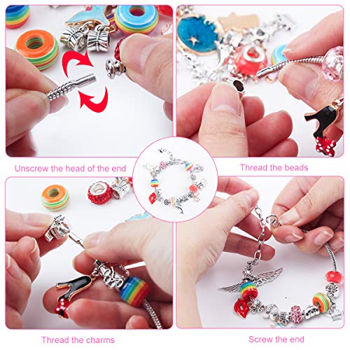 Charm Bracelets Kit,JBONEST 74 Pcs Bracelet Making Kit with Beads,...