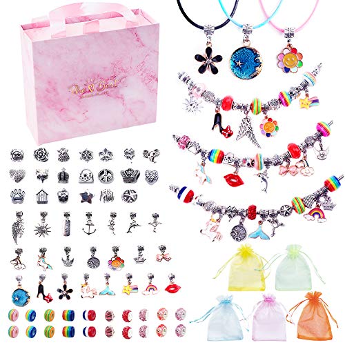 Charm Bracelets Kit,JBONEST 74 Pcs Bracelet Making Kit with Beads,...
