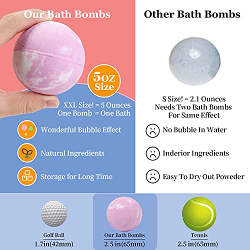 Bath Bombs Extra Large Bath Bomb Fizzies with Pure Essential Oils,...