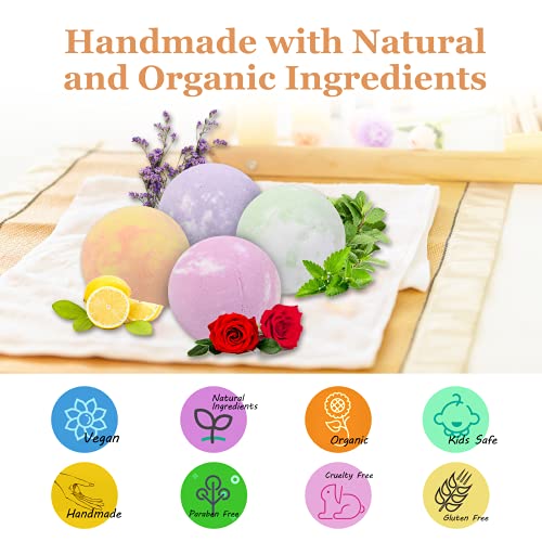 Bath Bombs Extra Large Bath Bomb Fizzies with Pure Essential Oils,...
