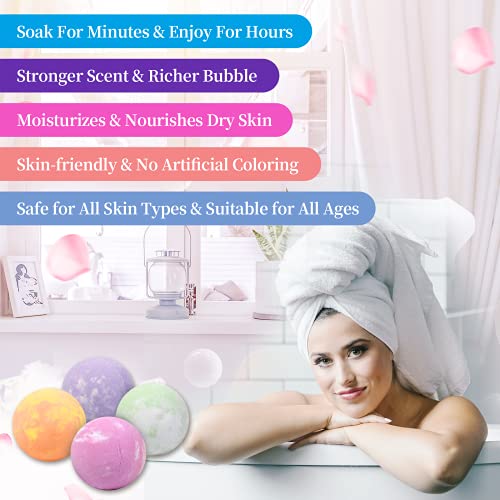 Bath Bombs Extra Large Bath Bomb Fizzies with Pure Essential Oils,...