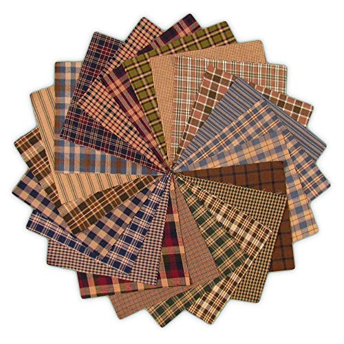 40 Cozy Charm Pack, 5 inch Precut Cotton Homespun Fabric Squares b...