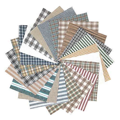 40+ Whitewash Neutral Plaid Charm Pack, 5 inch Precut Cotton Homes...