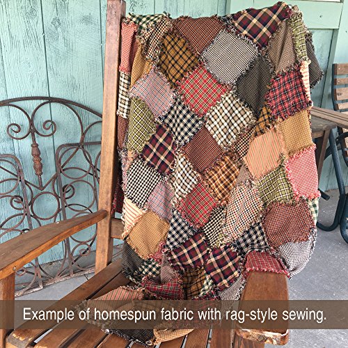 Driftwood 5 Brown Tan Plaid 100% Cotton Homespun Fabric by JCS - S...