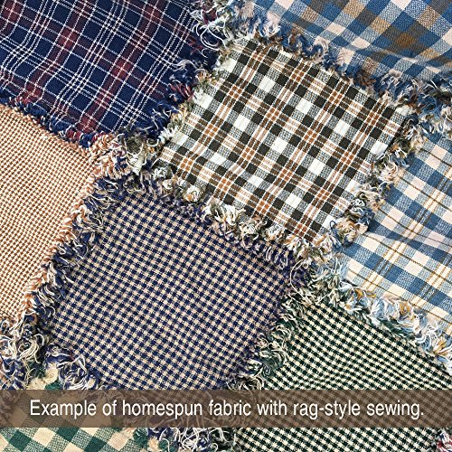 Nutmeg Brown Cotton Homespun Plaid Fabric by JCS - Sold by The Yard