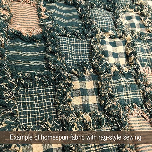 Primitive Green 4 Cotton Homespun Plaid Fabric by JCS - Sold by Th...