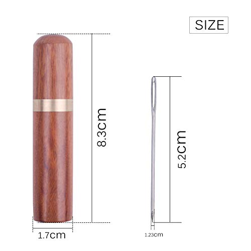 Jdesun Wooden Needle Case with 40 Pieces Large-Eye Stitching Needl...