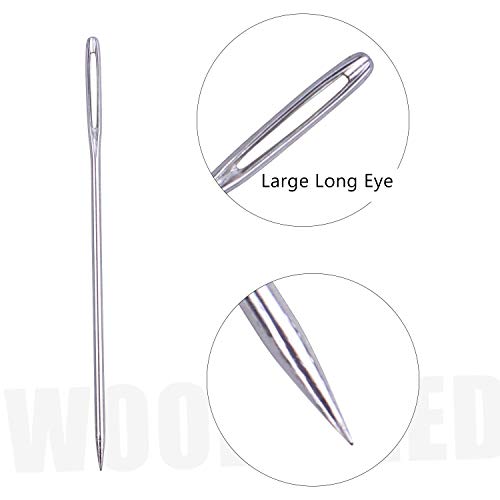Jdesun Wooden Needle Case with 40 Pieces Large-Eye Stitching Needl...